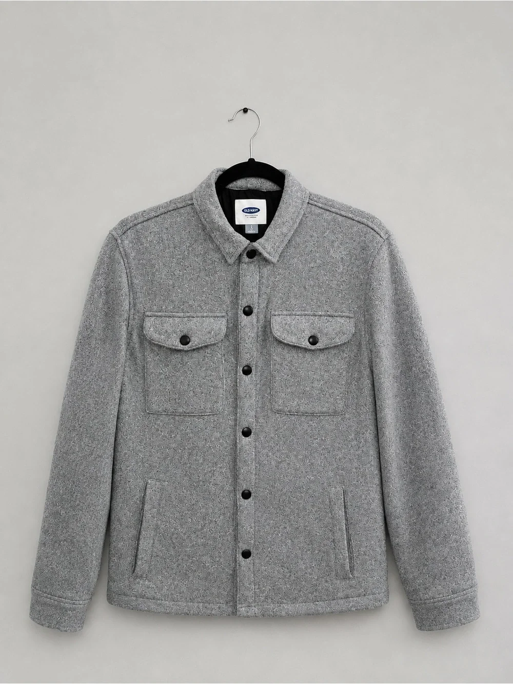 Old Navy Grey Button-Front Wool Shirt Jacket